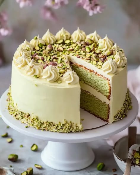 Pastel de pistache con decoración elegante